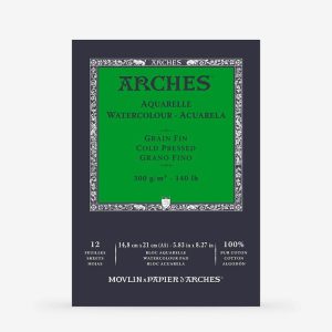 Bloco aguarela A5 300grs 12 Folhas 100% algodão grão fino Arches