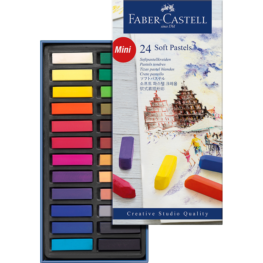 Cx 24 meios pasteis secos Faber Castell