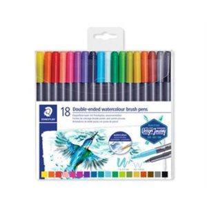 Conjunto de 18 marcadores aguareláveis duas pontas Staedtler