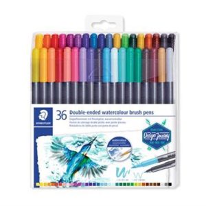 Conjunto de 36 marcadores aguareláveis duas pontas Staedtler