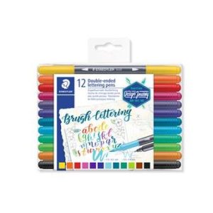 Conjunto de 12 marcadores aguareláveis duas pontas Staedtler