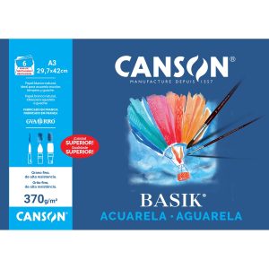 Pack 6 folhas de aguarela A3 370grs Canson