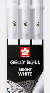 Conjunto de 3 canetas brancas 05;08;10 Gelly Roll Sakura