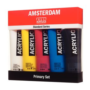 Conjunto de 5 cores de 120ml Acrilico Amsterdam cores primarias
