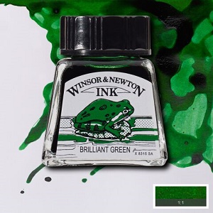 Tinta da china 14ml verde brilhante Winsor 