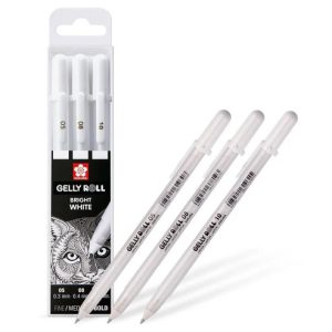 Conjunto de 3 canetas brancas 05;08;10 Gelly Roll Sakura