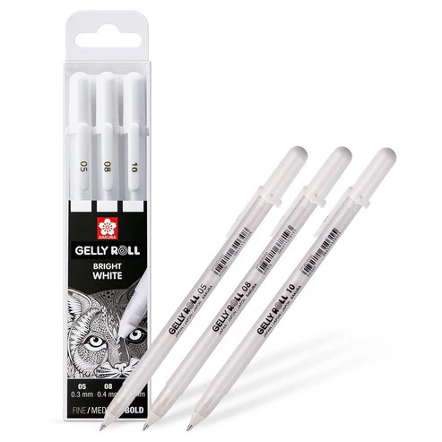 Conjunto de 3 canetas brancas 05;08;10 Gelly Roll Sakura